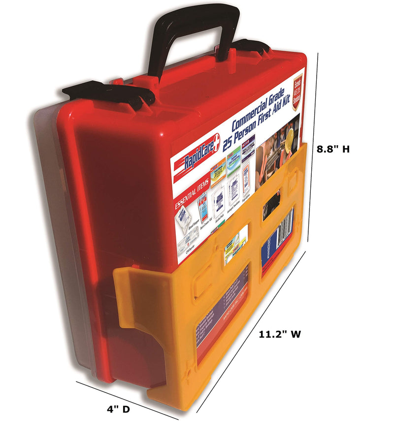 Rapid Care First Aid 839-1-12AN Premium Commercial Grade 25 Person First Aid Kit, Exceeds OSHA/ANSI 2015 Standards, in Detachable Wall Mountable Poly Case Exceeds OSHA / ANSI Z308.1-2015 - BeesActive Australia