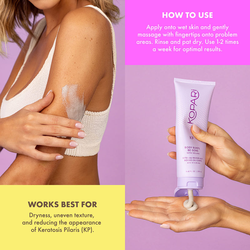 Kopari KP Body Bumps Be Gone Exfoliating Body Scrub with 10% AHA, to Smooth Skin, Reduce Bumps, Decongest Pores, Clarifying, Gently Exfoliate & Wash | 8.45 fl oz Tube 8.45 Fl Oz (Pack of 1) - BeesActive Australia