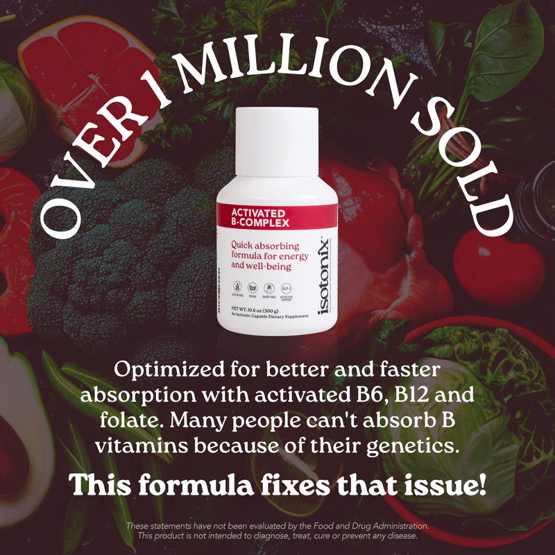 Isotonix Activated B Complex - Vegan B Vitamin Supplement, 90 Servings | Energy, Stress & Nervous System Support, Methylated Active B Vitamins, Fast-Absorbing Isotonic Formula, Gluten-Free, Non-GMO