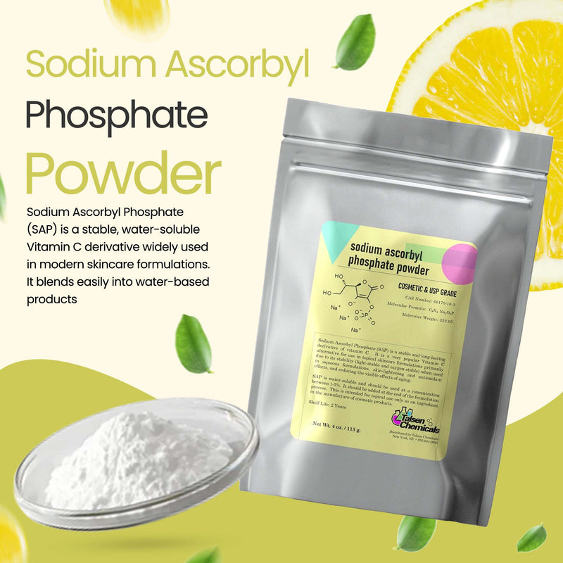 Sodium Ascorbyl Phosphate SAP Powder – Stable Vitamin C Derivative, Antioxidant for DIY Skin Care by Talsen Chemicals (2 Ounce / 56 gram) 2 Ounce (Pack of 1)