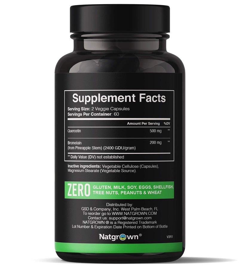 Natgrown Quercetin with Bromelain Supplement Complex - 120 Capsules - BeesActive Australia