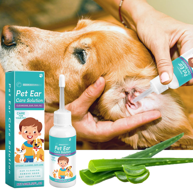 MADGININE 2Pcs 120ml Dog Ear Drops Dog Ear Infection Treatment Dog Ear Drops for Infection Ear Mite Treatment for Dogs Cats for Relieving Itching & Built-Up Wax Alcohol-Free for Puppy Cats And Dogs