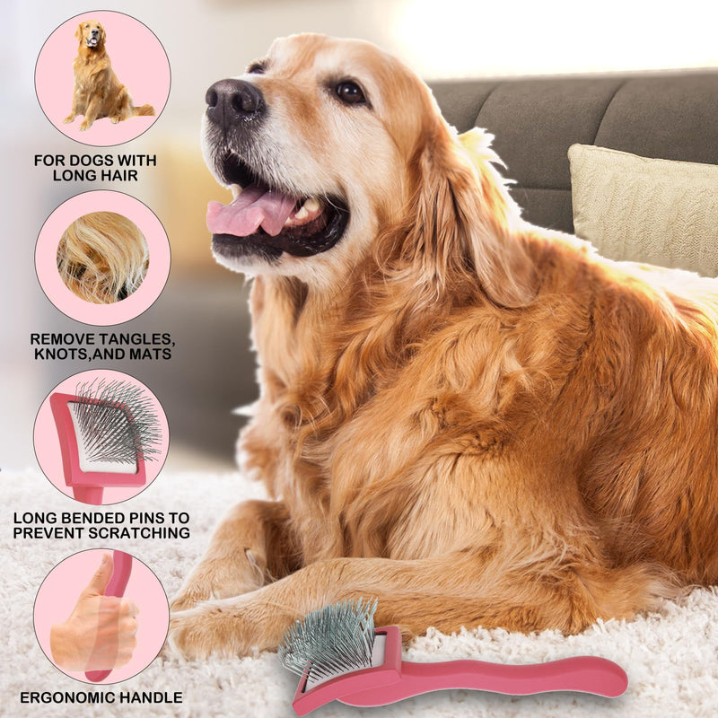 Dog Slicker Brush for Goldendoodles & Golden Doodle Brush for Grooming Kit - Dog Brush for Goldendoodle, Labradoodle, Poodles - Pet Hair Brush for Short & Medium Haired Dogs -Small (Red) - BeesActive Australia