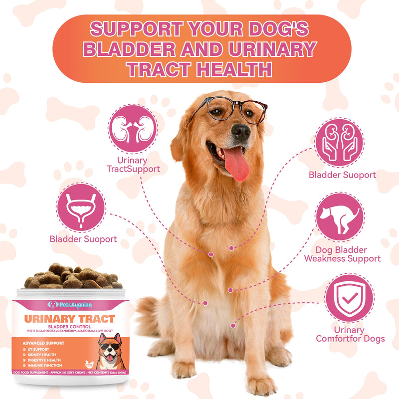 Dog Urinary Tract Supplement & Natural UTI Medicine Cranberry & D-Mannose -Kidney+Bladder Support - Best Prevention Incontinence & Bladder Stones-Cranberry Supplement - 150 Chews