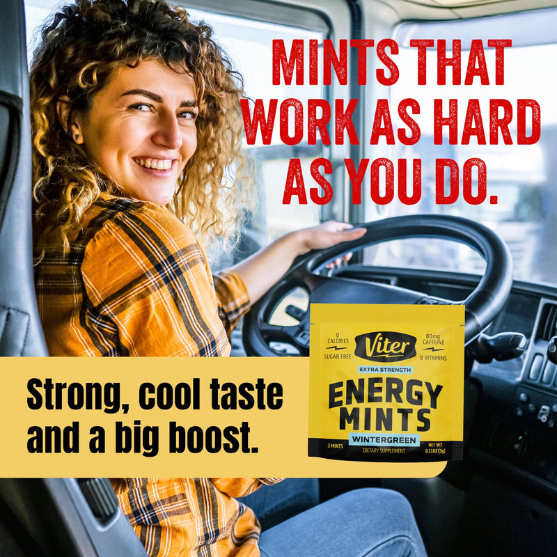 Viter Energy Caffeine Mints 80mg Extra Strength - 90 Pieces Caffeinated with B Vitamins. Sugar Free Vegan Breath Mint. Energize Nootropic Focus Booster for Fast Alertness (Wintergreen Flavor, 30 Pack) Wintergreen 90 Count (Pack of 1)