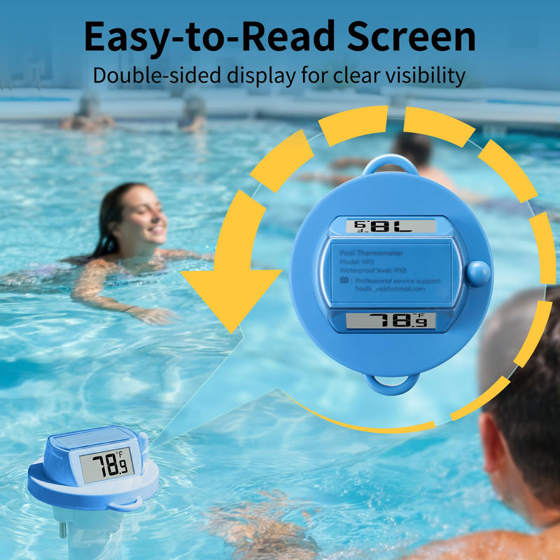 Floating Pool Thermometer Easy Read, Battery Powered Digital Pool Thermometer for Swimming, IPX8 Waterproof Dual Sided Screen for Pond, Hot Tub, Aquarium (Light Blue) Light Blue - BeesActive Australia