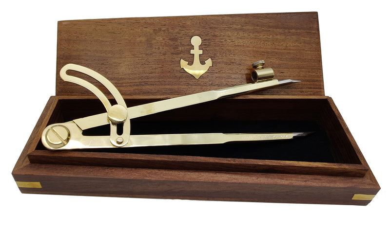 5MoonSun5's 8 Inch Large Pencil Marking Compass Circle Leather Scratch Compass Maker Scriber Marking Wing Divider, Ideal for Drawing Circles, Scribing Wood Metal, Drafting,Map Plotting with wooden box - BeesActive Australia