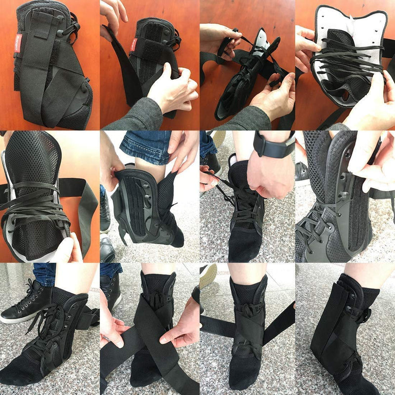 Kuangmi Ankle Brace Stabilizers Adjustable Ankle Support for Sports Protect, Sprained Ankle, Ligament Damage, Injury Recovery 1 Piece (L) Large
