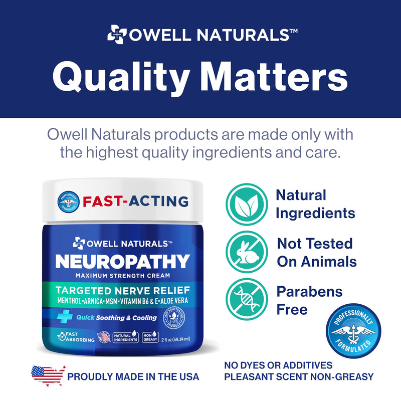 Owell Naturals Neuropathy Cream Extra Strength – Fast Absorbing Cooling for Leg, Feet & Hands – Advanced Soothing Formula with Aloe Vera, Arnica, MSM & Vitamin B6 – Made in USA, 2 fl oz (3 Pack) 2 Fl Oz (Pack of 3)