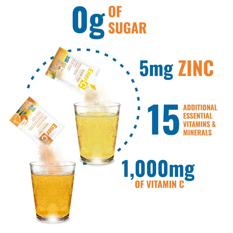 Ener-C Multivitamin Drink Mix, No Sugar - Orange & Lemon Ginger, 60 Count | Vitamin Powder for Water, Electrolytes Powder, Hydration Boost Packets, Zero Sugar, Vitamin C & B12