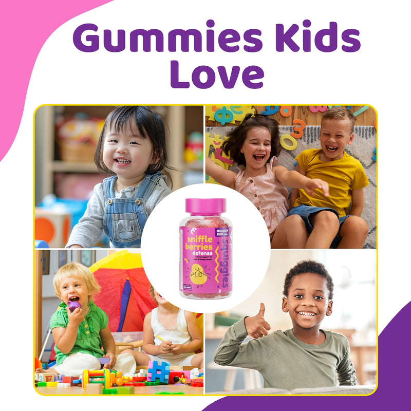 Squiggles Sniffle Berries Elderberry Gummies for Kids Immune Support, 100ct | Kids Immunity Gummies with Bee Propolis & Echinacea, Chewy Elderberry Kids Gummy Vitamins for Health, Toddler Immune Booster