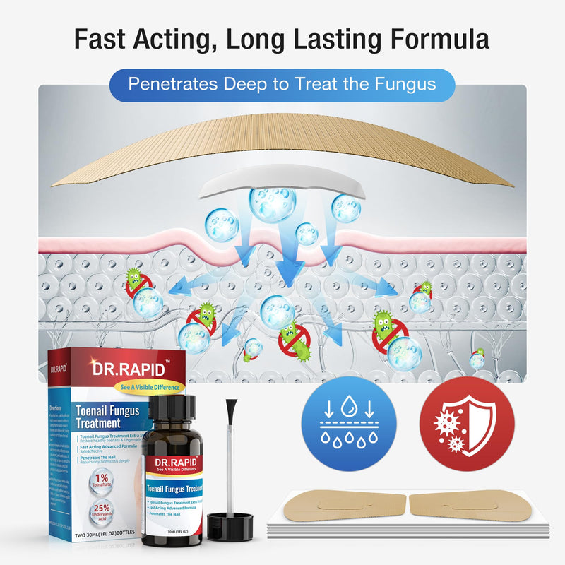 Toenail Fungus Treatment Extra Strength - 30mL Toenail Fungus Treatments Liquid & 20 Fungal Nail Patches Nail Repair for Damaged Nails, for Fungi Nails, Athletes Foot - Nail Care Kit 1 Count (Pack of 2) - BeesActive Australia