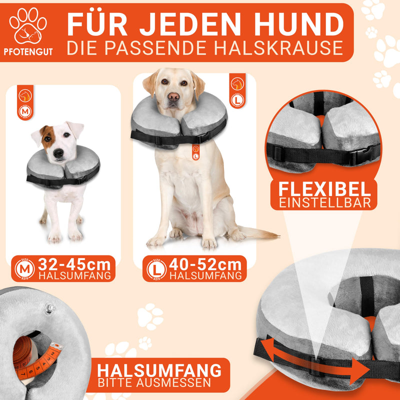 PFOTENGUT® Inflatable Dog Neck Brace Including Air Pump - Improved Neck Brace for Dogs & Cats [2023] - Premium Dog Collar - Protective Dog Collar - Leak Protection Dog M - BeesActive Australia