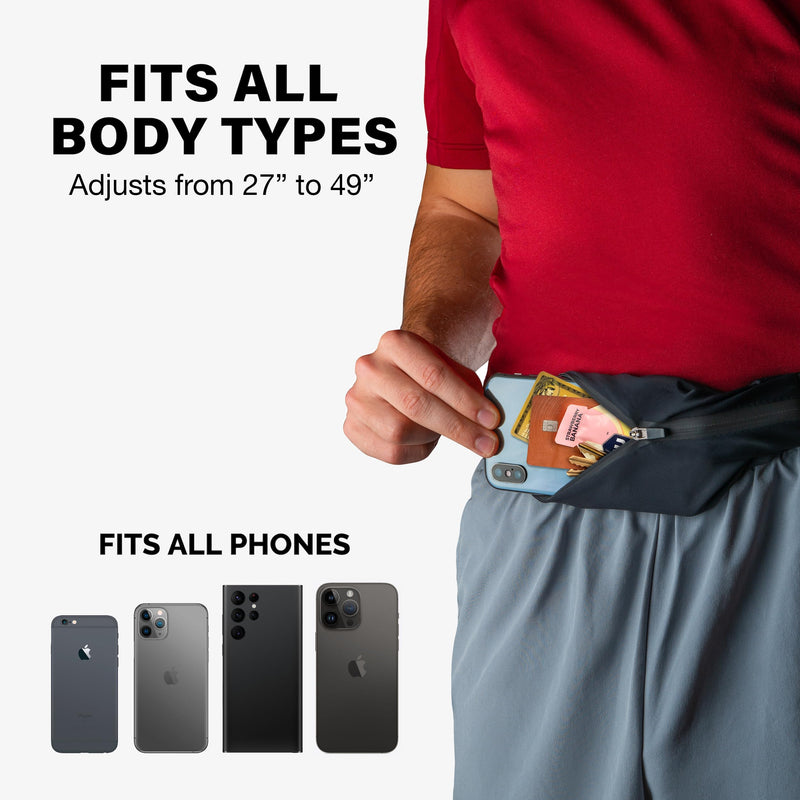 Back Bay Slim Running Belt for Women & Men [Fits ALL Phones], Runners Fanny Pack for Men, Money Belt, Running Gear Gift, Waist Bag Workout Gear, iPhone Runner's Phone Holder Waist Pack 2. Black