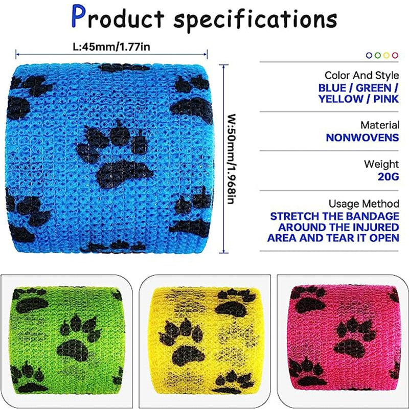 SIGANDG Pack of 8 Self-Adhesive Bandage for Dog Vet Wrap Pet Cohesive Bandage Self-Adhesive Bandage for Pet Horse Cohesive Bandages Elastic Bandage Adhesive Bandage for Wrist Ankle Finger - BeesActive Australia