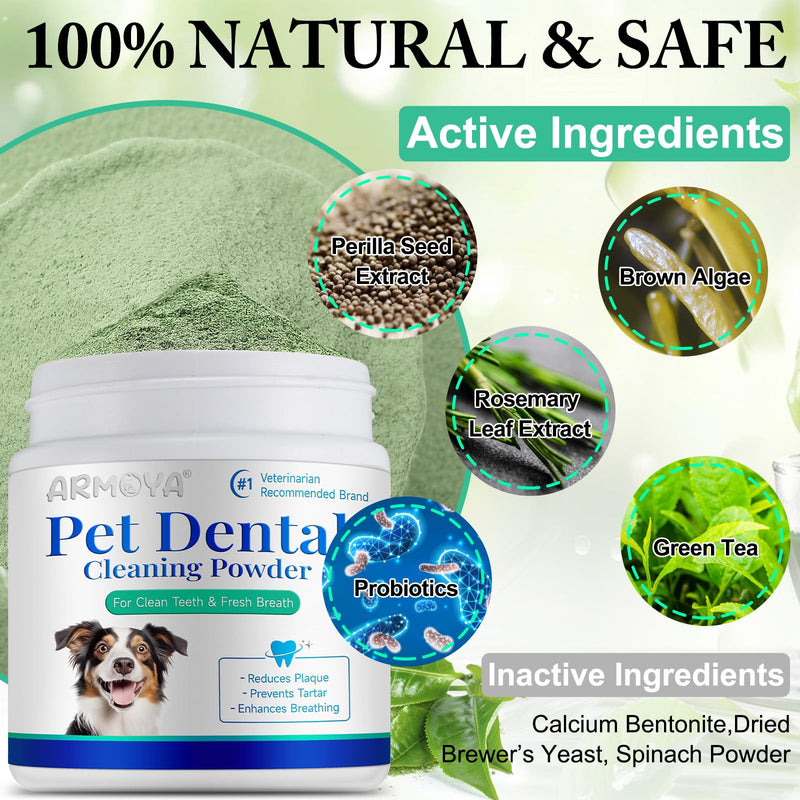 Dog Dental Powder,Pet Dental Powder,Teeth Cleaning Powder for Dogs,Dental Powder for Dogs,Plaque & Bad Breath Off Powder Dog, Dental Care Supplies for Small, Medium, Large Dogs 100g 3.52 Ounce (Pack of 1) - PawsPlanet Australia