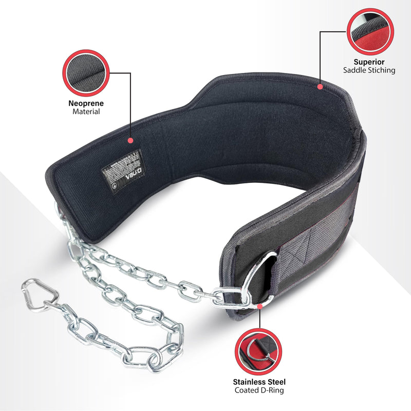 Dip Belt for Weightlifting, Weighted Belt with Chain for Pullup, Gym Lifting Belt for Powerlifting, Squat, Bodybuilding, Heavy Duty Steel, Workout Belt with Comfortable Neoprene Support Black
