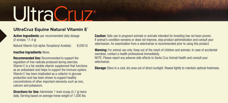 UltraCruz Equine Natural Vitamin E Supplement for Horses, 0.75 lb Powder (30 Day Supply) - BeesActive Australia