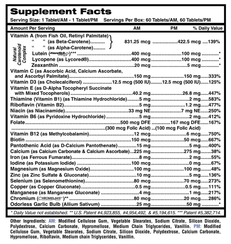 MDR Fitness Tabs Patented AM/PM Multivitamin for Men – Doctor Formulated Daily Supplement with Targeted Nutrients for Energy, Brain Function, Immunity & Cardio Health – Gluten Free – 2 Month Supply