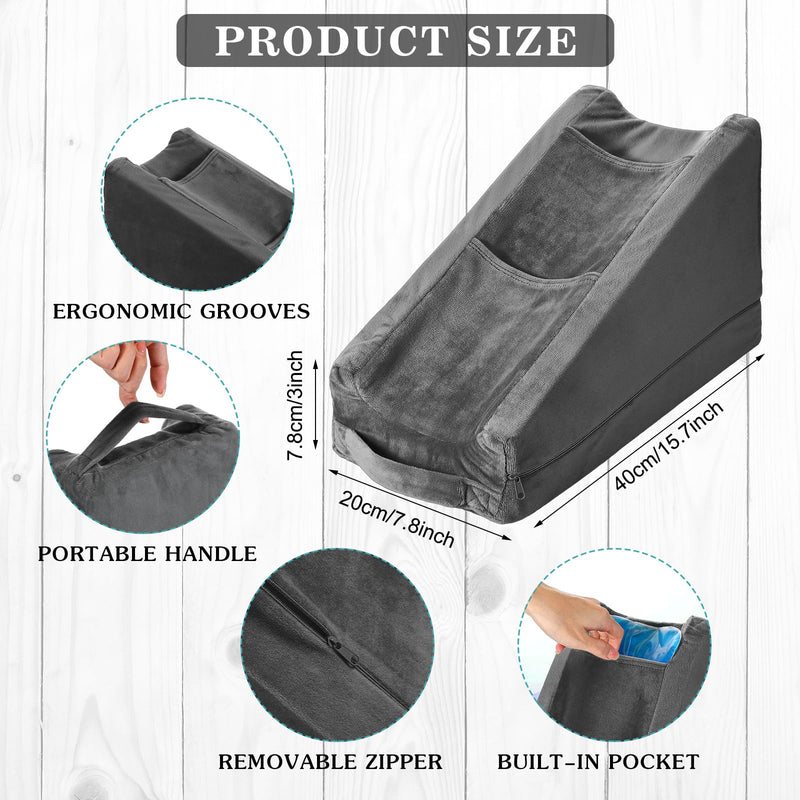 Buryeah Arm Elevation Pillow with 2 Pockets, Soft Ergonomic Support Pillow for Elbow Rest Wedge Broken Arm Gifts with High Density Foam for Recovery Sleeping(Dark Gray) Dark Gray - BeesActive Australia