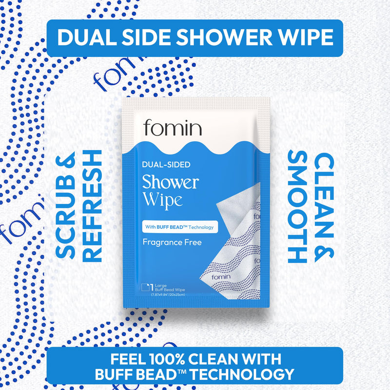 FOMIN Travel Shower Wipes - 10 Pack XL No Rinse Bathing Wipes | Fragrance-Free Full Body Wipes for Adults with Vitamin E - Individually Wrapped Waterless Bath Wipes - No Rinse Needed Fragrance Free 10 Count (Pack of 1)