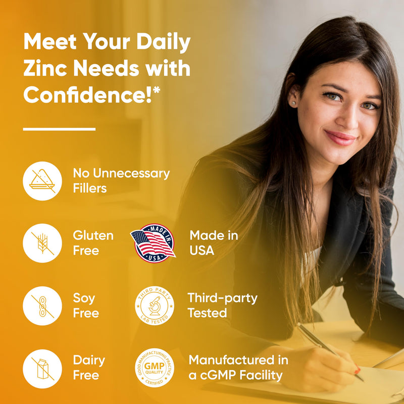 Zinc 50mg Supplement 120 Vegetarian Capsules, Zinc Highly Absorbable Supplements for Immune Support, Gluten Free Zinc 50mg 120 Count (Pack of 1) - BeesActive Australia