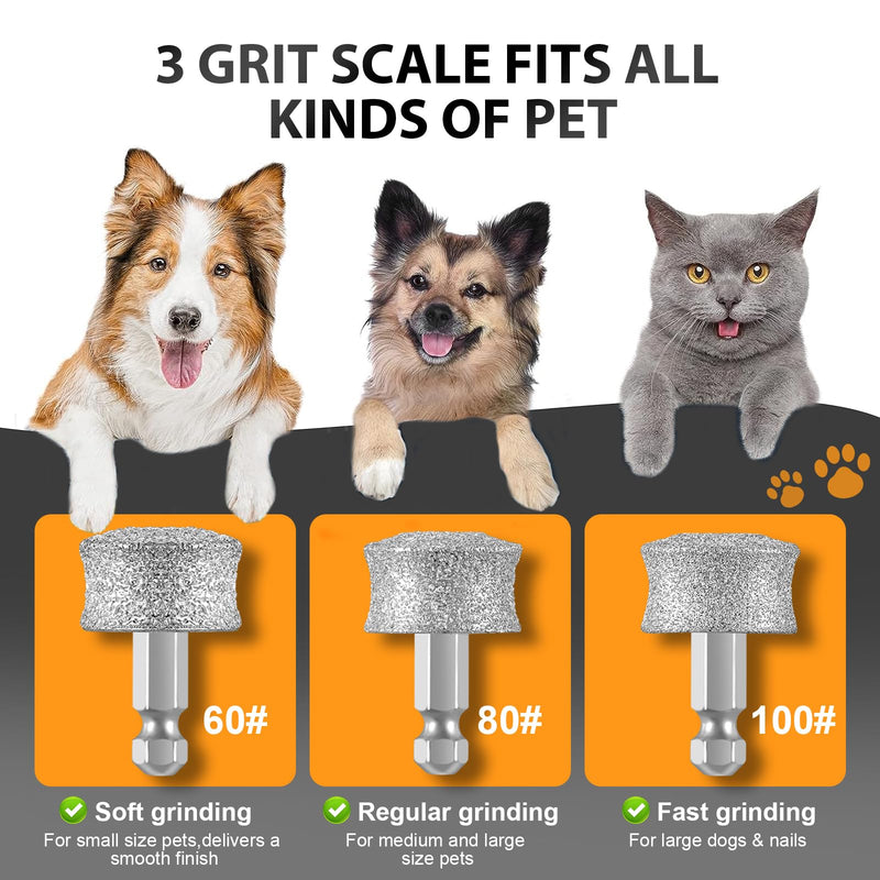 Dog Nail Grinder Replacement Head-Integrated Grinding Head for Casfuy and Most Brands, Highly Efficient, Safe and Durable (3pcs) 3Pack 100-80-60# - BeesActive Australia