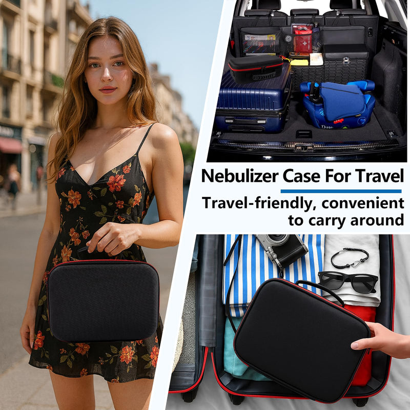 Nebulizer Bag for Smart Nebulizer,Portable Hard Case,Desktop Inhaler Nebulizer for Home Travel Use, Medicine Storage Bag for Inhaler Spacer, Masks, Asthma Accessories for Kids and Adults,Red - BeesActive Australia