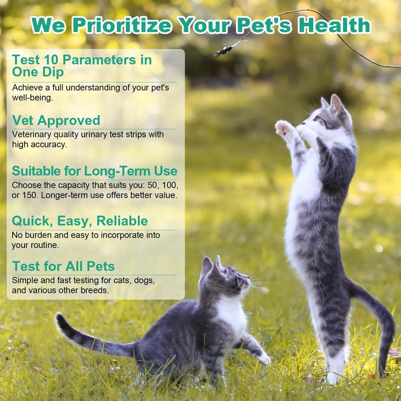 Urine Test Strips for Dogs Cats - 100 Counts Urinalysis Test Strips for Pets 10 in 1 Testing UTI Protein Glucose Blood Leukocytes pH Nitrite and More Dog Cat UTI Test Kit for Pets 100 Count - BeesActive Australia