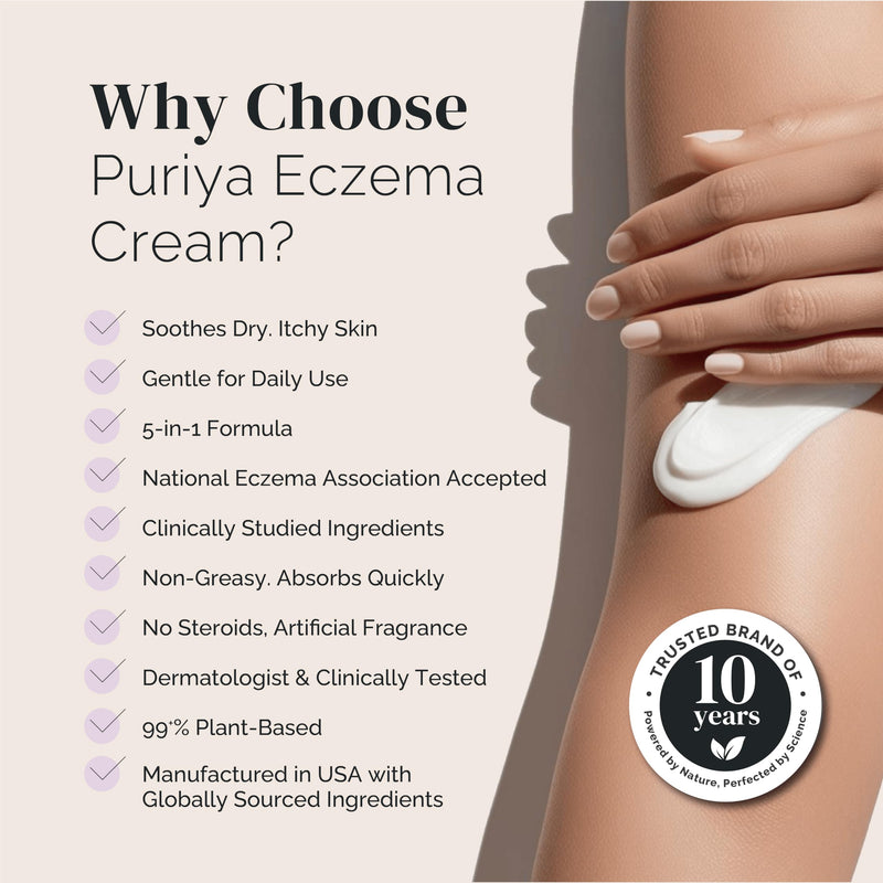 Puriya 5-in-1 Eczema Cream for Kids, Baby, Toddler, Adults, Advanced Colloidal Oatmeal Lotion for Dry, Itchy Skin Relief on Face and Body, Clinically Tested, Intensive Moisturizing Eczema Treatment - BeesActive Australia