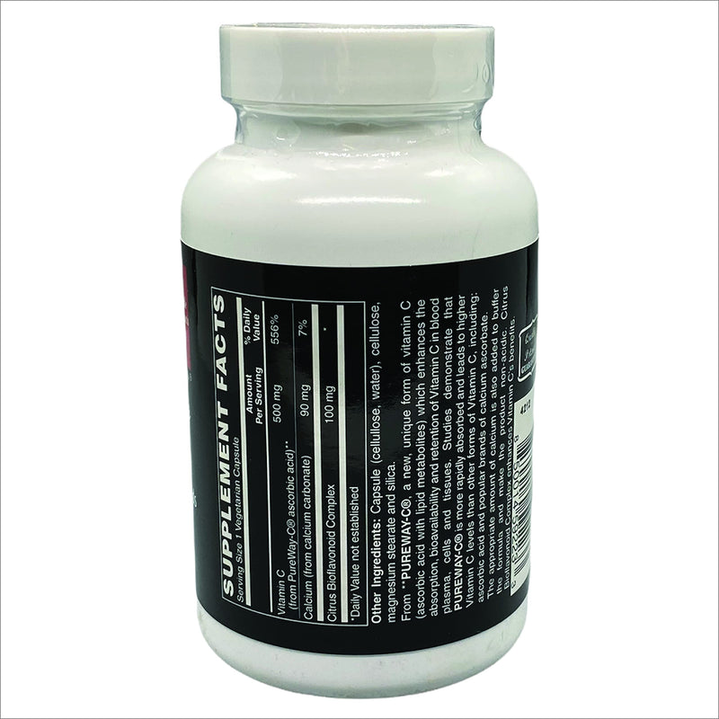 TOUGH-N-TONE Premium Grade Vitamin C, 500mg of Essential Vitamin C from Branded PureWay-C® in a Vegetarian Capsule.