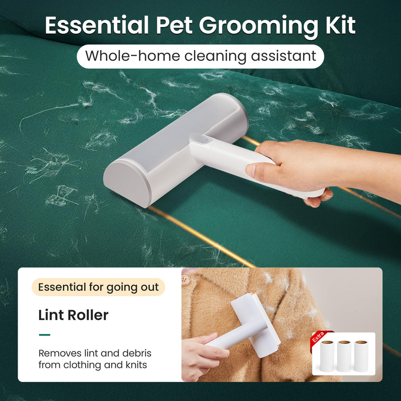 TripleWood Pet Hair Removal Tool and Lint Roller Value Set, Extra Sticky Lint Remover and Reusable Dog Cat Hair Remover for Pet Hair Removal on Furniture, Couch, Carpet, Clothing, Bright White - BeesActive Australia