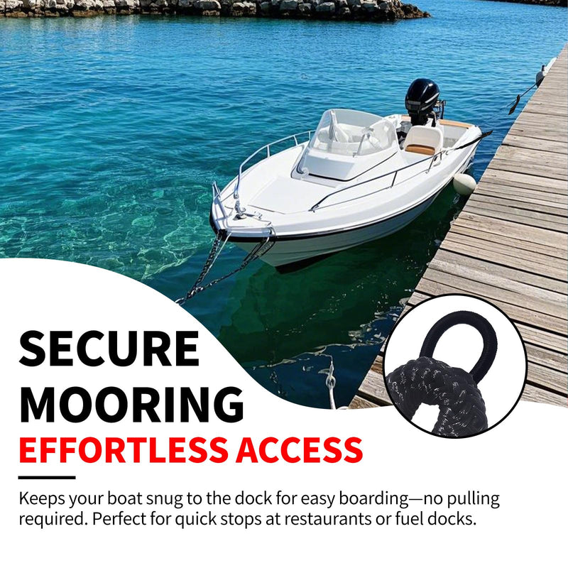 Black Bungee Dock Lines 2-Pack with Double Hooks & Floating Tubes – Heavy Duty Boat Ropes for Jet Ski, Pontoon, Kayak – 4ft to 6ft, 316 Stainless Steel, Shock Absorbing black - BeesActive Australia