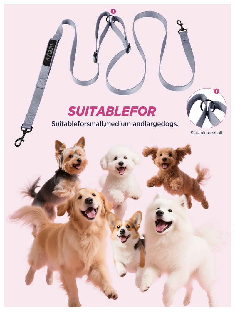 Hands Free Dog Leash, 10.1ft Crossbody & Waist-Wear Adjustable Leash, Dual-Zone Length Control, Shock-Absorbing Handle, Lightweight Rope Leashes for Small & Medium Dogs Grey - BeesActive Australia