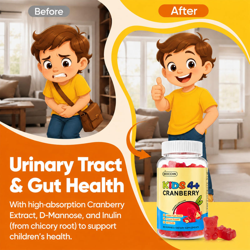 D-Mannose with Cranberry Gummies for Kids, Urinary Tract Health Support | Sugar Free D-Mannose Cranberry Supplement with Inulin, Elderberry, Vitamin C & Zinc for Gut and Daily Wellness Support