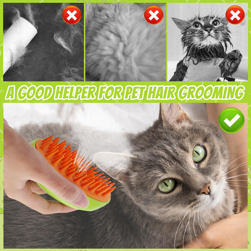 Steamy Cat Brush, 3-in-1 steam brush for cats, cat brush with steam, dog brush, pet brush, pet brushes, self-cleaning slicker brush, for cats, dogs, massage, self-cleaning, green - BeesActive Australia