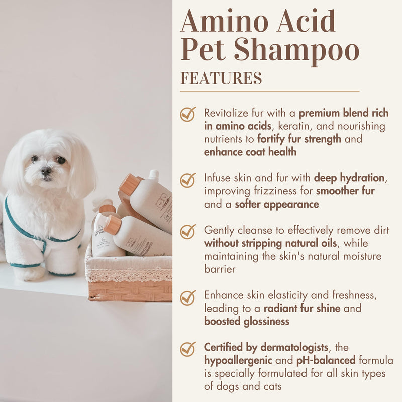 YUKIMI Premium Pet Shampoo with Amino Acids for Dogs & Cats | Dermatologist Certified Hypoallergenic Formula | Hydrating, Strengthening, Shines | Keratin Nourishment for Coat | pH Balanced - 8.5 Fl Oz - BeesActive Australia