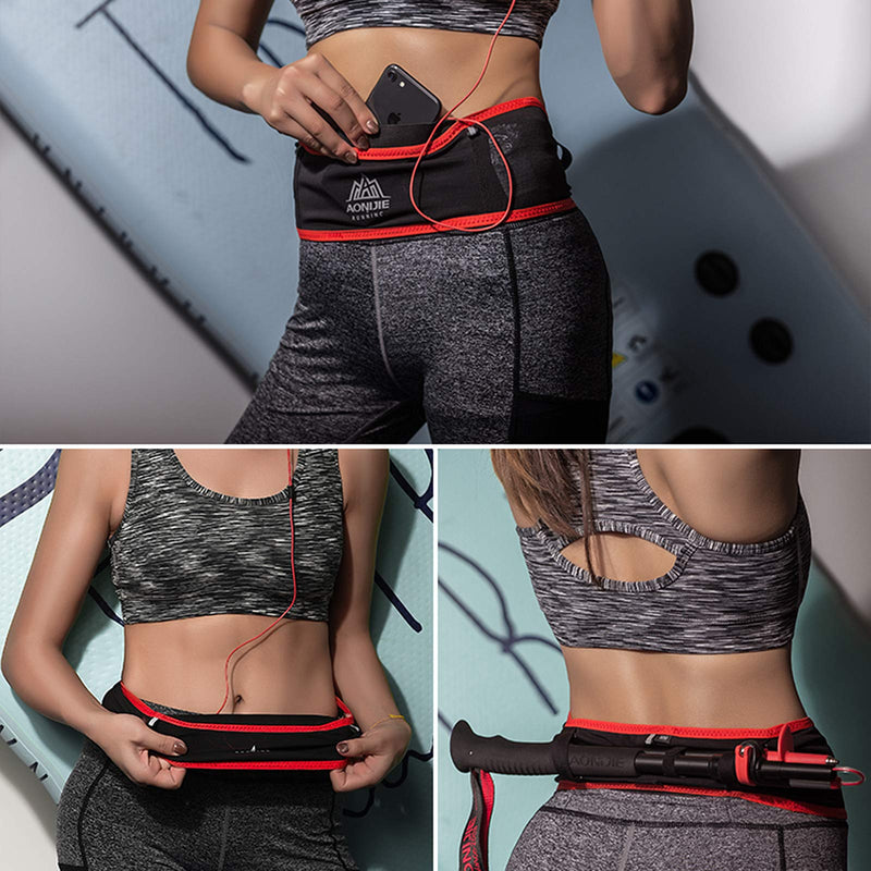 AONIJIE Hydration Belt Running Fanny Pack, with 250ml Soft Water Bottle Flask Phone Holder for Trailing Running Climbing Jogging Cycling Workout Fitness 3 Colors (Black, M/L) Black