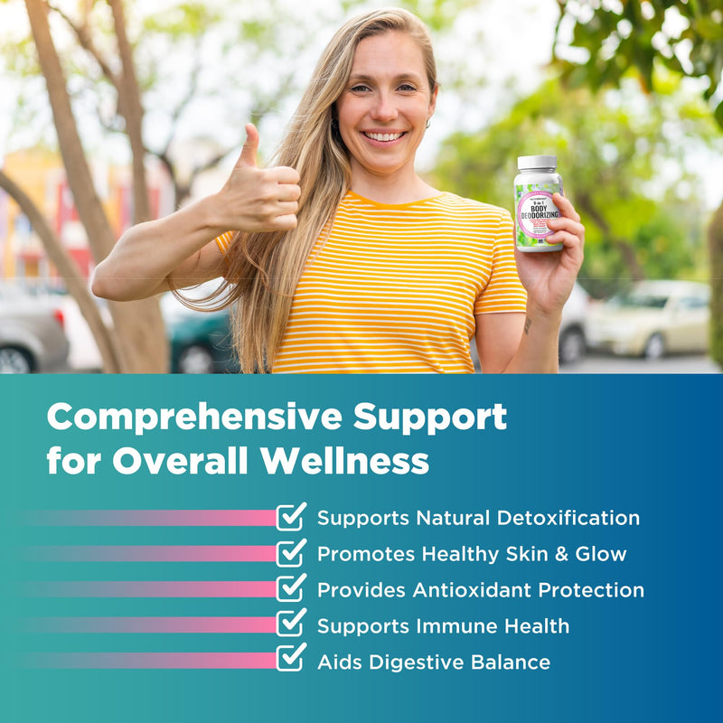 NutraPep Body Deodorizing Supplement - Odor Eliminator & Internal Deodorant Pills for Fresh Breath Skin Health & Detox - Full Body Deodorizer Capsules with Chlorophyll Complex Vitamins 90 Count (Pack of 2)