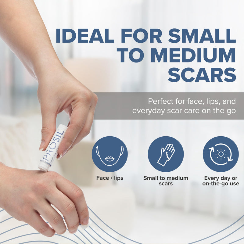 PROSIL Silicone Scar Stick 4.25 g – Medical Grade Silicone Scar Treatment for New & Old Scars – Mess Free, Glide On Scar Therapy Stick for Face & Body – Compact, Travel-Friendly Scar Care for Adults 4.25g