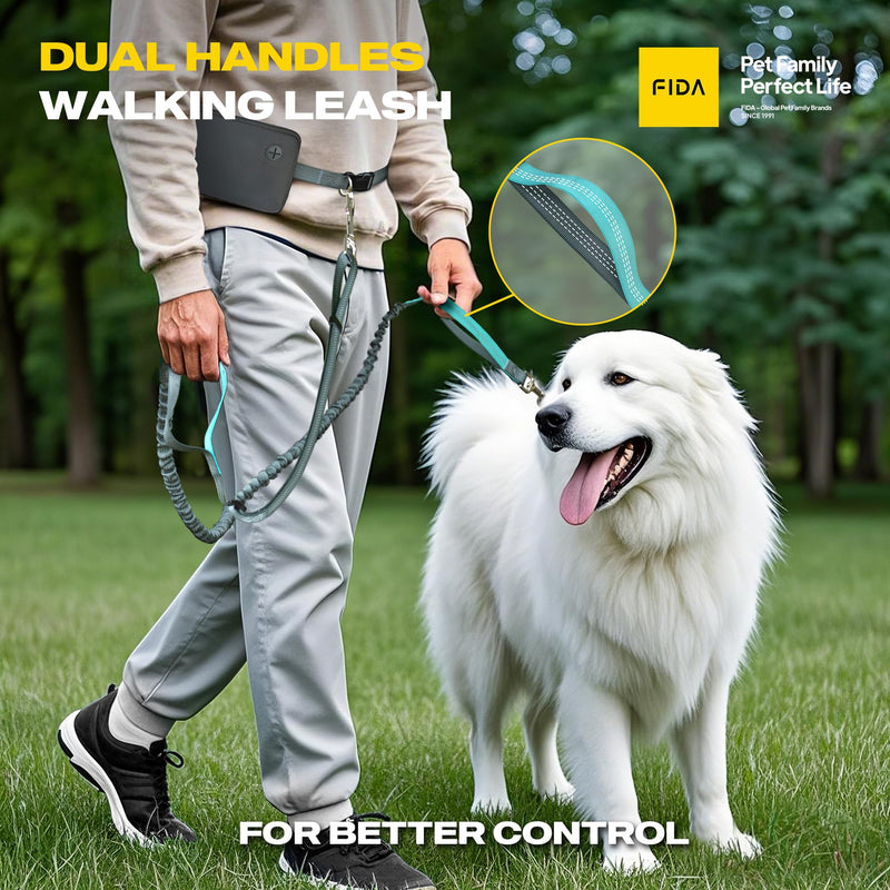 Fida 3-in-1 Hands Free Dog Leash with Zipper Pouch, Bungee & Reflective Straps – Adjustable 5-8ft Crossbody/Waist Running Leash for Dogs, Detachable Traffic Handle for Safe Walking & Jogging - BeesActive Australia