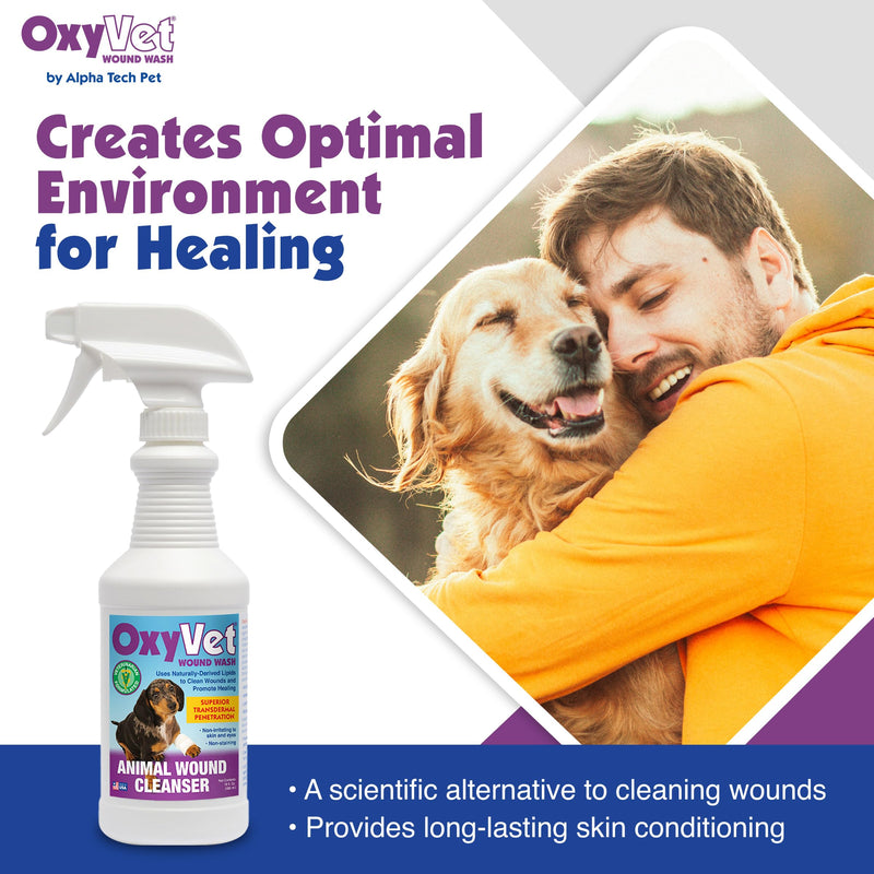 OxyVet Wound Wash for Dogs | Excellent Cleansing Agent | Non-Irritating to Skin and Eyes | Wound Cleanser | Non-Staining Wound and Skin Care | 16 Fl Oz Pet First Aid Spray Bottle - BeesActive Australia