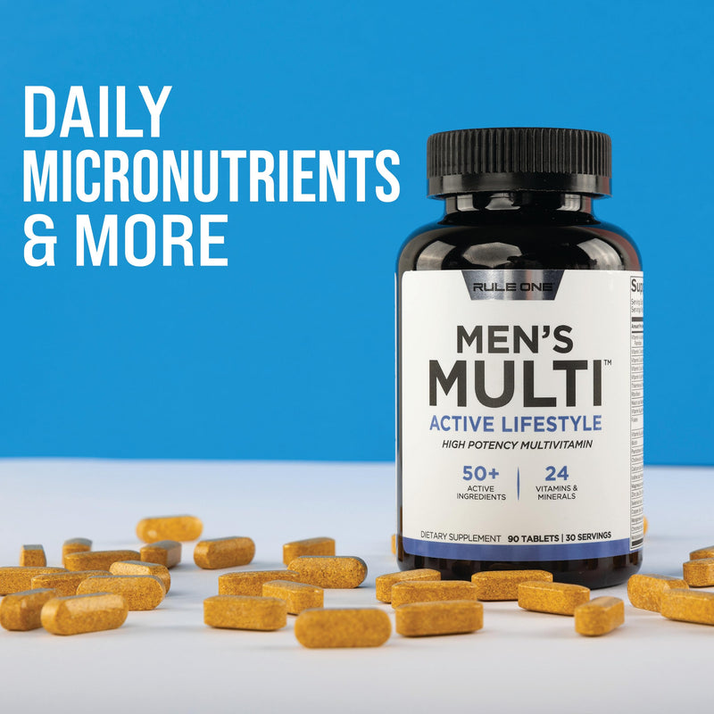 Rule 1 Proteins Men's Daily Multi, 90 Tablets, 30 Day Supply | Vitamins, Essential Minerals, Superfoods, Digestive Enzymes, Amino Acids, & Antioxidants for Active Lifestyles 90 Count (Pack of 1)