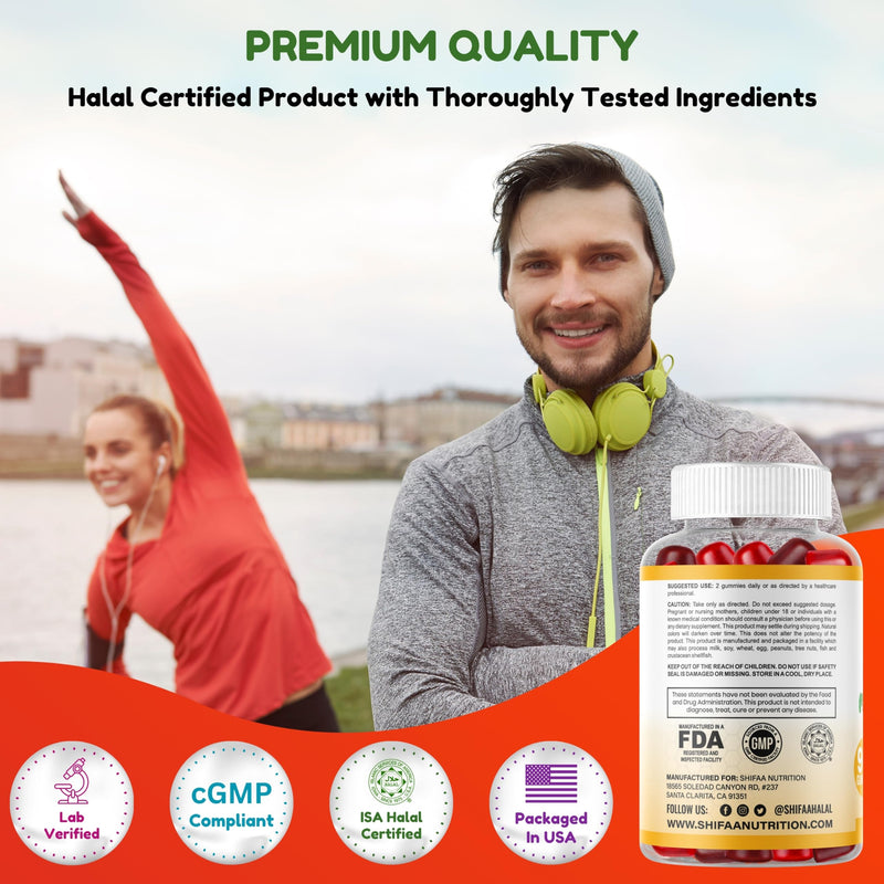 Halal & Vegetarian Multivitamin Gummies for Adults, 45 Servings. With 12 Essential Vitamins & Minerals. Gelatin & Gluten Free. Non GMO Gummy Vitamins for Women & Men Support Immune & Overall Wellness