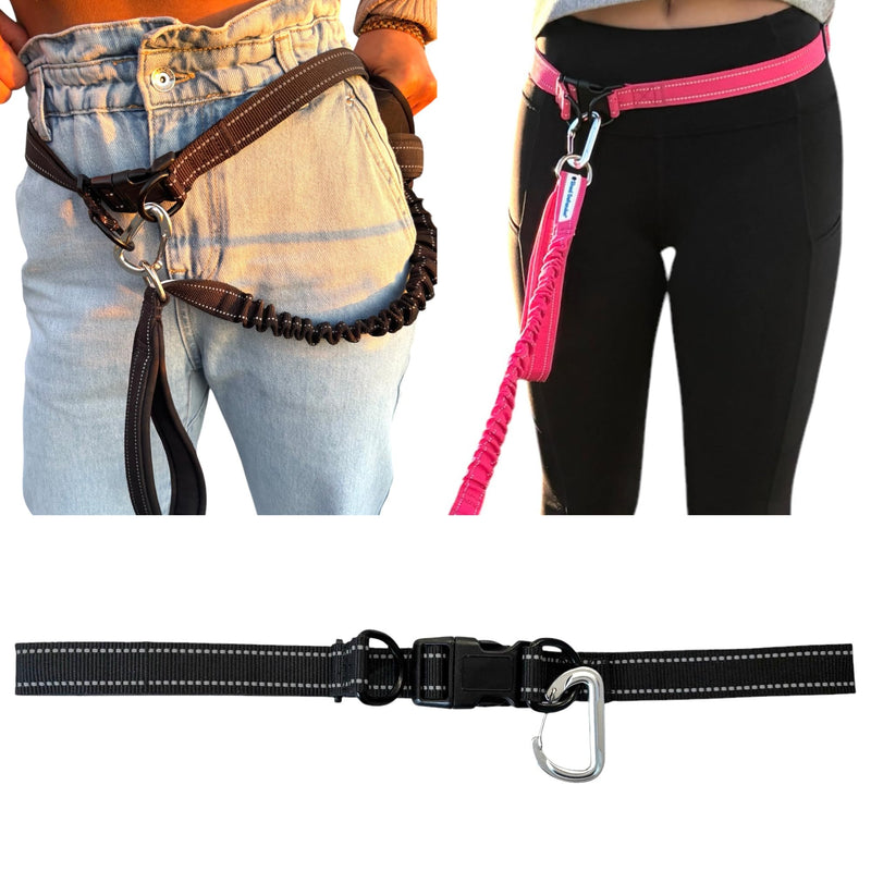 Shed Defender Hands Free Dog Leash Belt - Seen on Shark Tank - Attaches to Any Leash, Jogging & Running, Heavy Duty Buckle, Reflective Stitching, Adjustable one Size fits All, Designed in USA (Black) Black