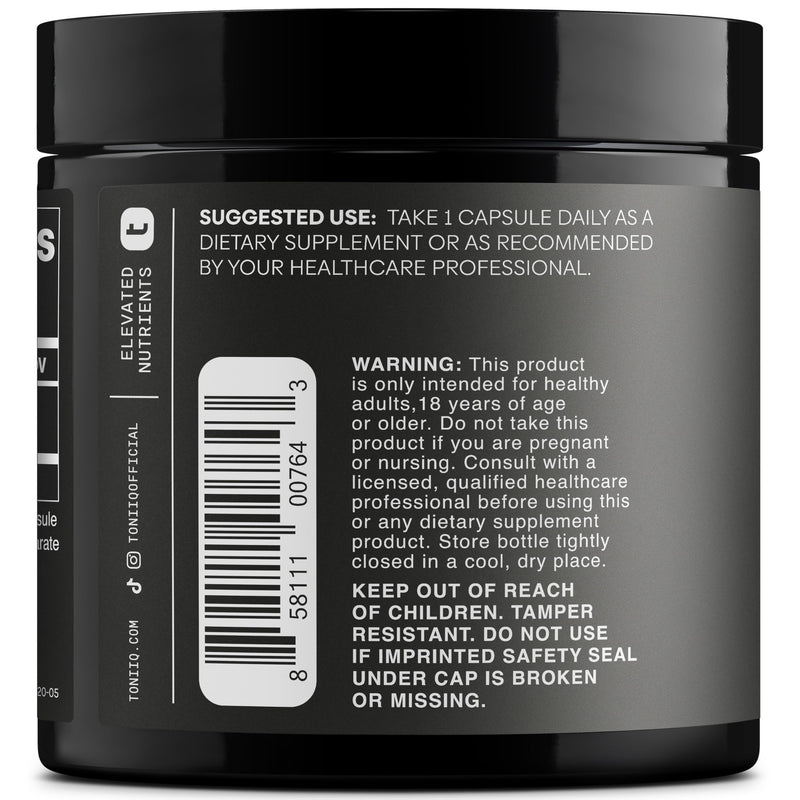 Toniiq 99%+ 20mg Supplement – Ultra High Purity PQQ 20mg | Concentrated Formula - PQQ 20 mg 120 Capsules - Pyrroloquinoline Quinone Supplement - 1 Capsule Serving - Vegetarian Capsules