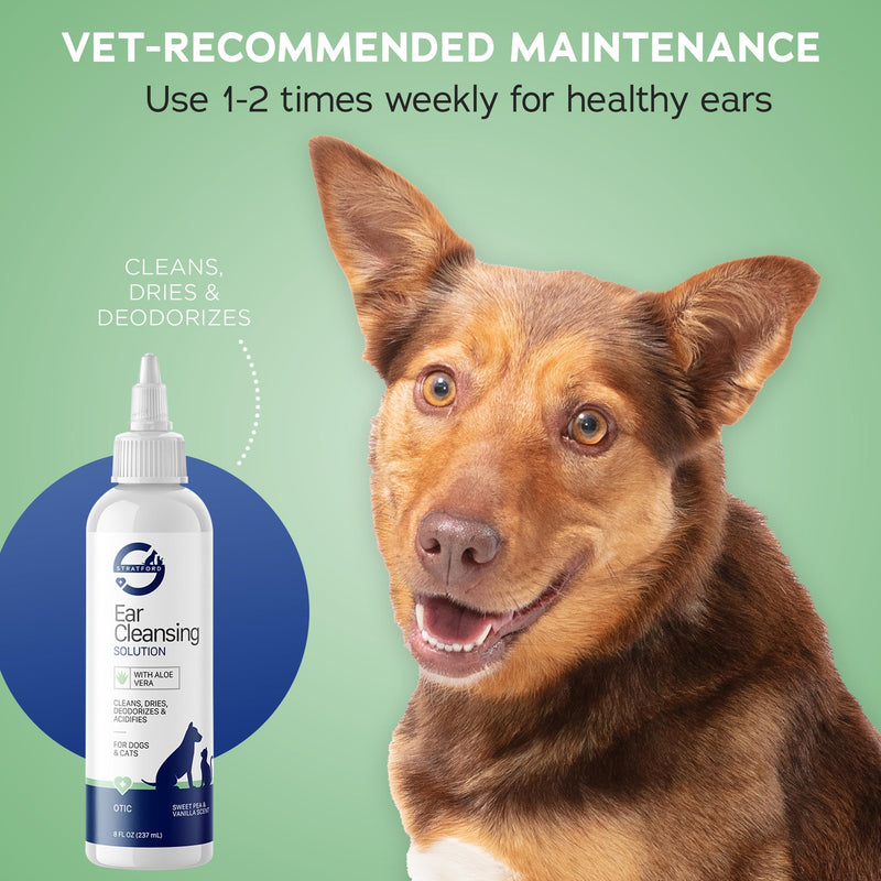 Stratford Pharmaceuticals Ear Cleaner & Drying Solution for Dogs & Cats w/Aloe Vera to Wash Debris, Wax, Odor & Irritation Relief, Sweet Pea Vanilla Scent, 8 oz - BeesActive Australia
