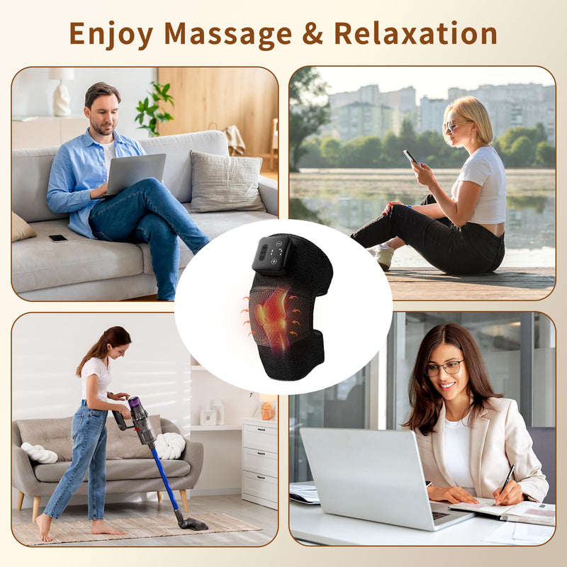Nekteck Knee Massager with Heat - Cordless Heated Knee Brace with Vibration for Pain Relief, Rechargeable Knee Heating Pad with 5 Heat Levels and 3 Massage Mode, Ideal Gift for Mom Dad MD-KP03 - BeesActive Australia