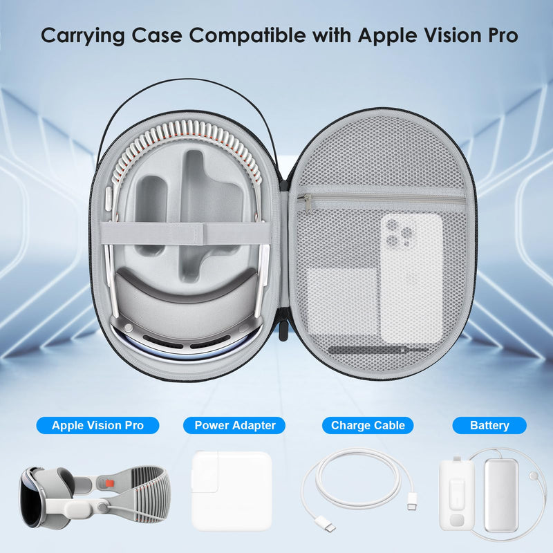 KANG YU Hard Carrying Case Compatible with Apple Vision Pro,Large Capacity Storage Travel Home Bag Waterproof Shockproof Portable Bag for VR Headset Controllers Accessories - BeesActive Australia