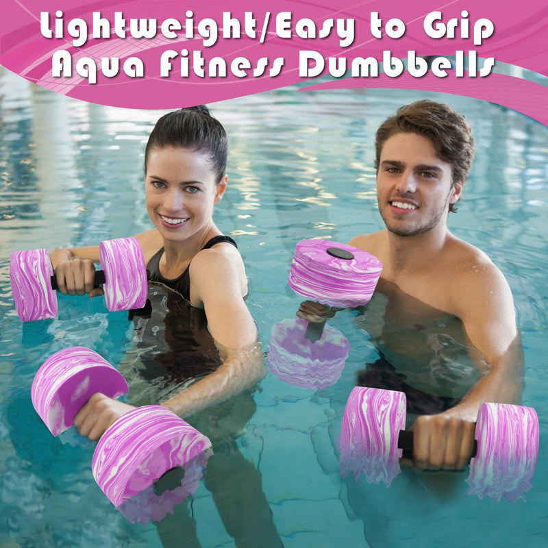 Aquatic Exercise Dumbbells, 2PCS Aqua Fitness Barbells, High-Density EVA-Foam Dumbbell Set, Pool Weights Dumbbells Set for Water Aerobics Weight Loss, Pool Fitness, Water Exercise Pink - BeesActive Australia